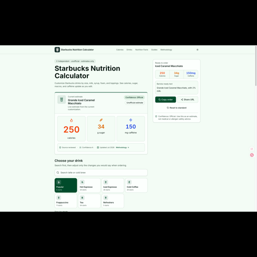 Starbucks Nutrition Calculator logo
