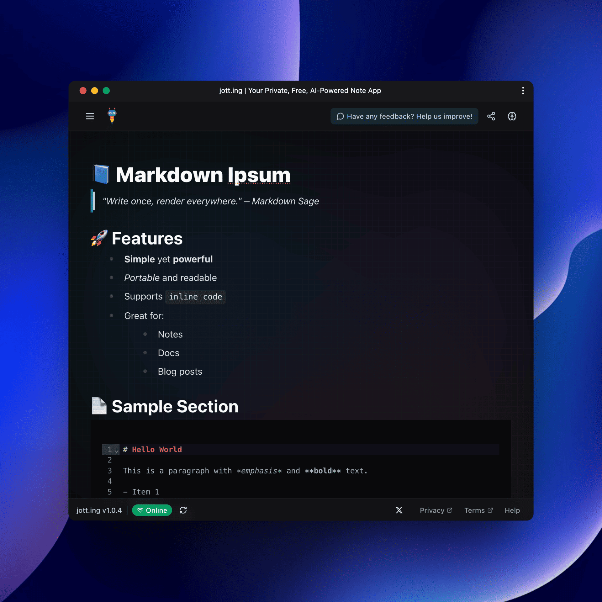 Jotting Markdown